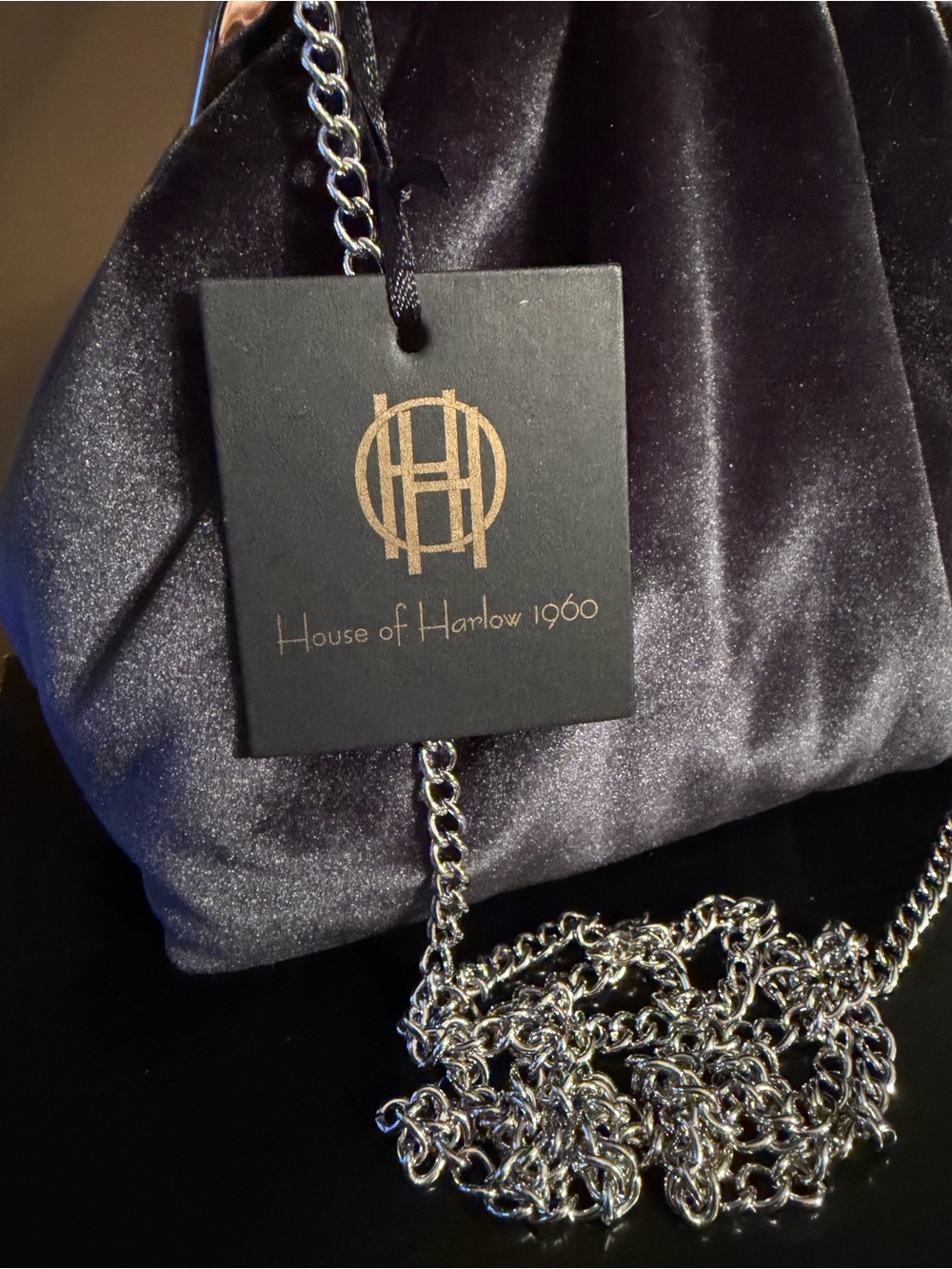 House of Harlow 1960 NWT Black Velvet Frame-Top Bag & Earring Set (P224) - Picture 7 of 13